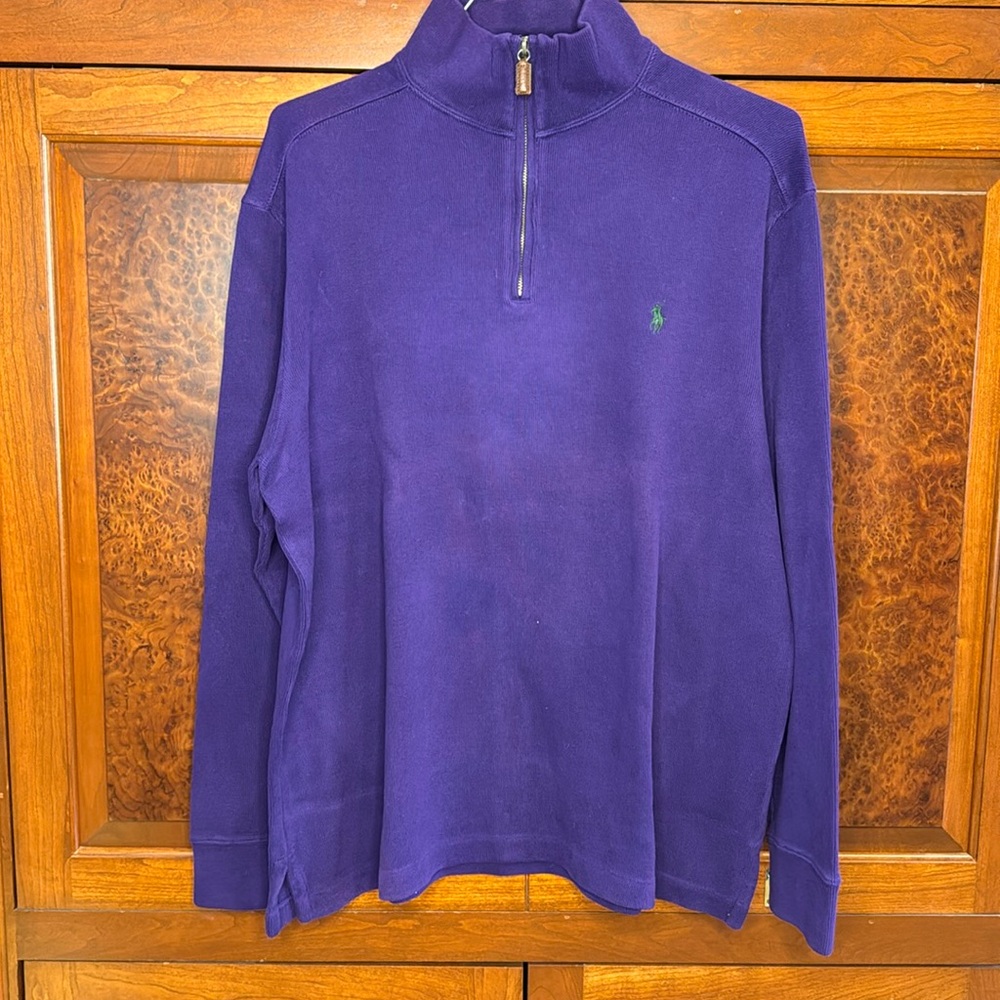 Polo by Ralph Lauren men’s XL purple cotton 1/4 zip, gently worn, great cond